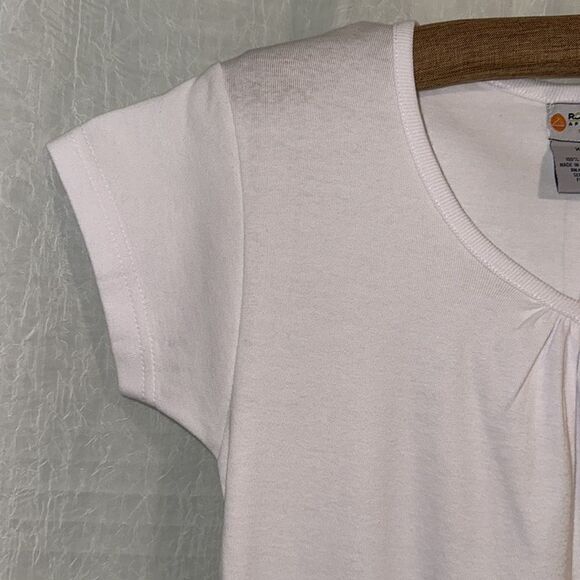 Roundy XL Basic White V-Neck Fitted Baby Doll Short Sleeve Cotton Tee - Picture 5 of 12